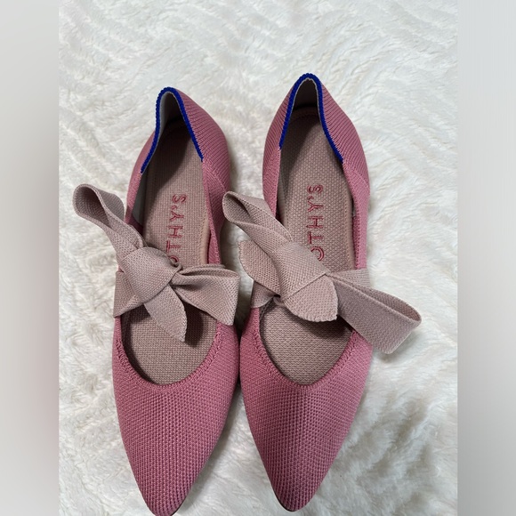 Rothy's Shoes - Rothy’s The Bow Point Flats Pink Knit Pointed Toe Size 5 EUC